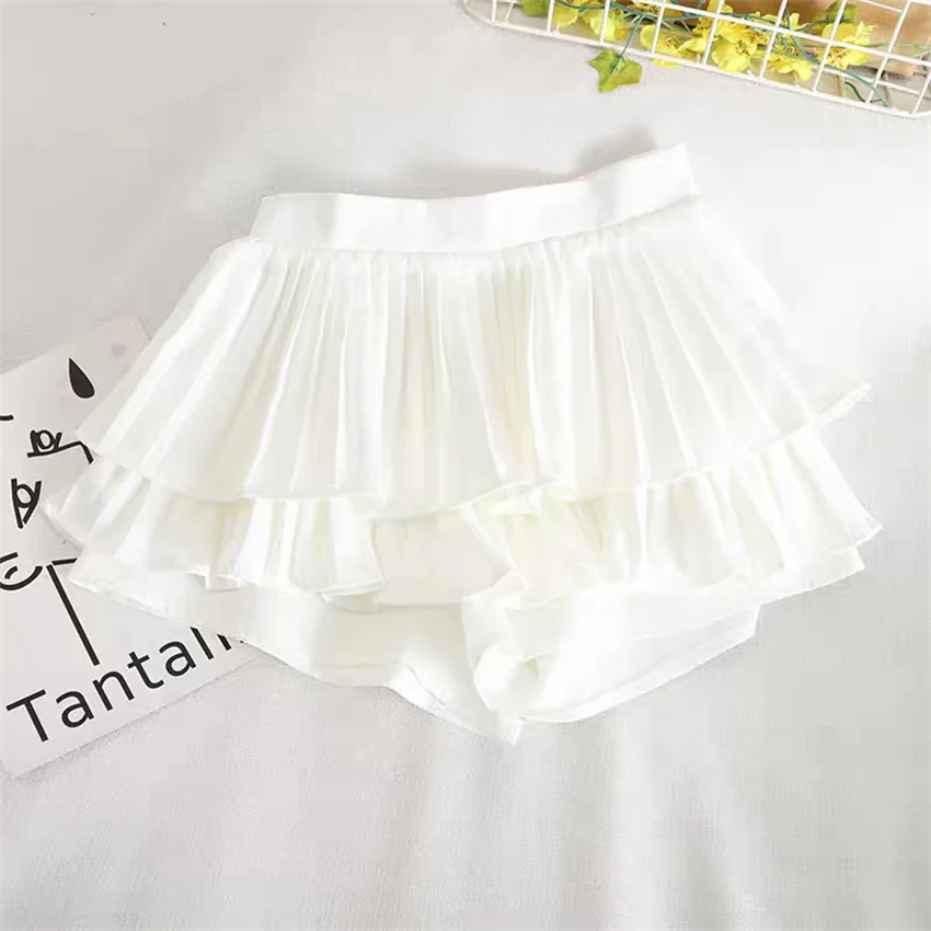 Gowyimmes 2025 wiosna lato kobiety plisowana spódnica z siateczki moda dziewczyna wysokiej talii spodenki trapezowe spódnice wróżka Mini Bottmings PD1790