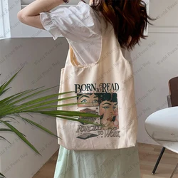 1 pz nato per leggere modello Bookish Tote Bag letteratura borsa a tracolla illustrazione ragazza libro borsa da viaggio Harajuku borsa di tela