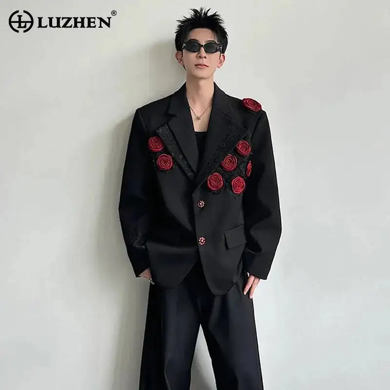 LUZHEN Blazer 2026 Layer New Double Original Collar Three-dimensional Patchwork Men's Fashion Handsome Shoulder Pad Coat JY7738
