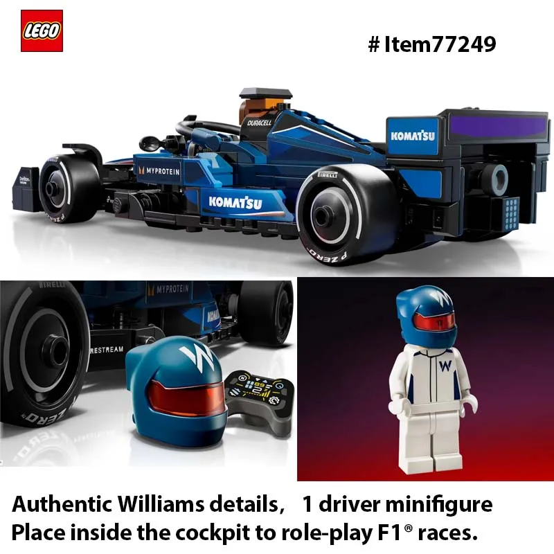 LEGO 77249 Speed Champions Williams Racing FW46 F1 Mainan Mobil Balap - Set Bangunan untuk Anak-anak, Mobil Mainan untuk Penggemar F1 263 Buah