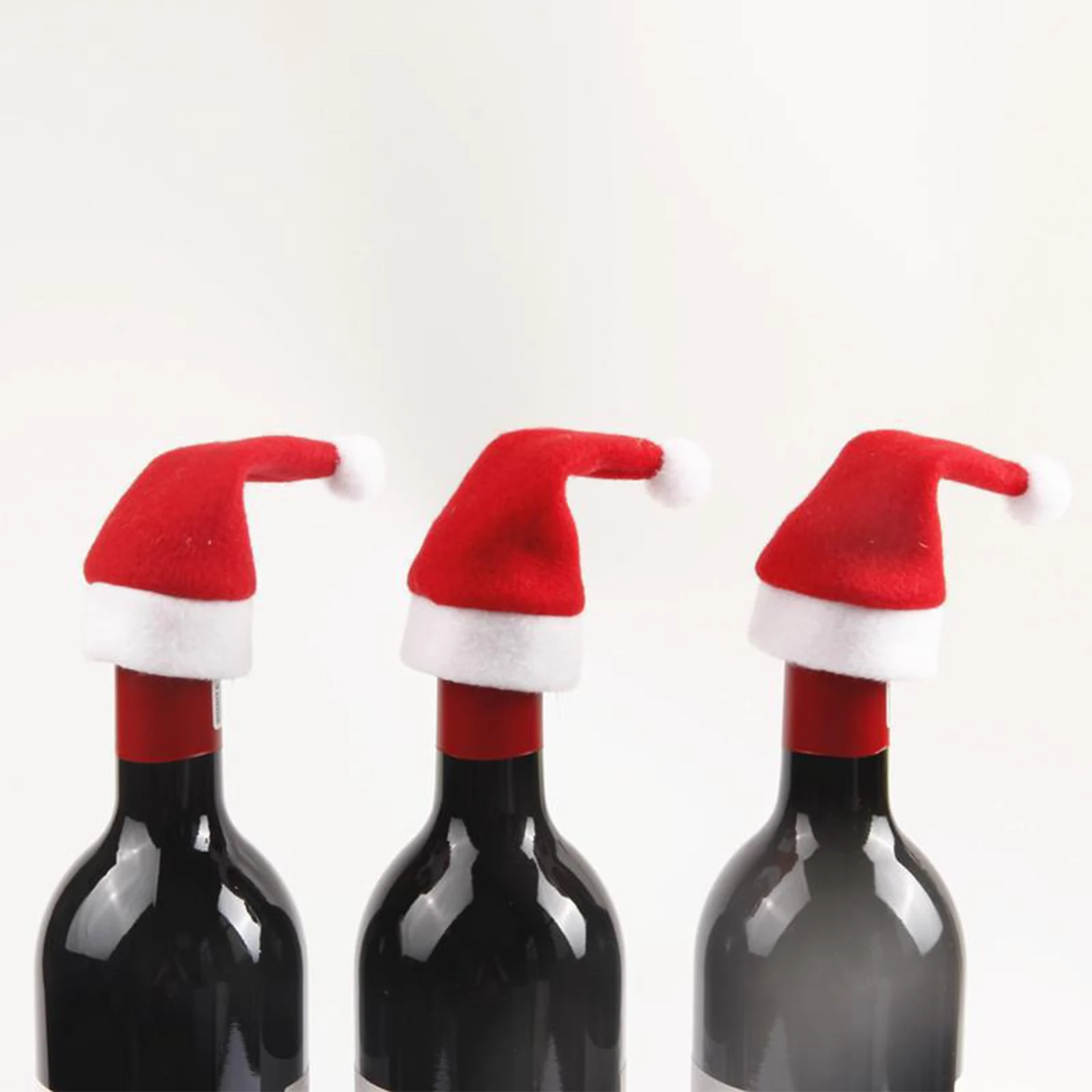 Christmas Wine Bottle Cover Mini Lollipop Candy Hat Santa Claus Small Caps Xmas New Year Party Tableware Decorations