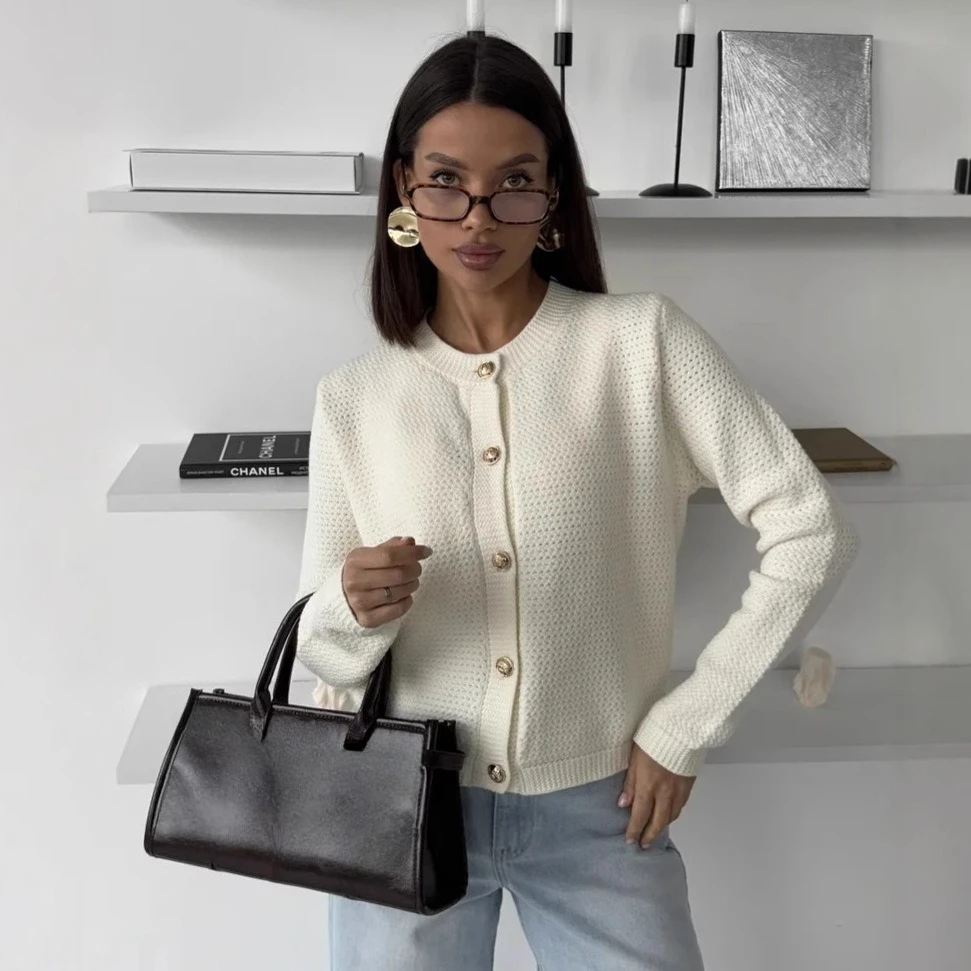 Female Knit Sweater Cardigan Coat Ribbed Patchwork Loose Long Sleeve Solid Autumn 2026 Sweater Women Knitwear Sweaters