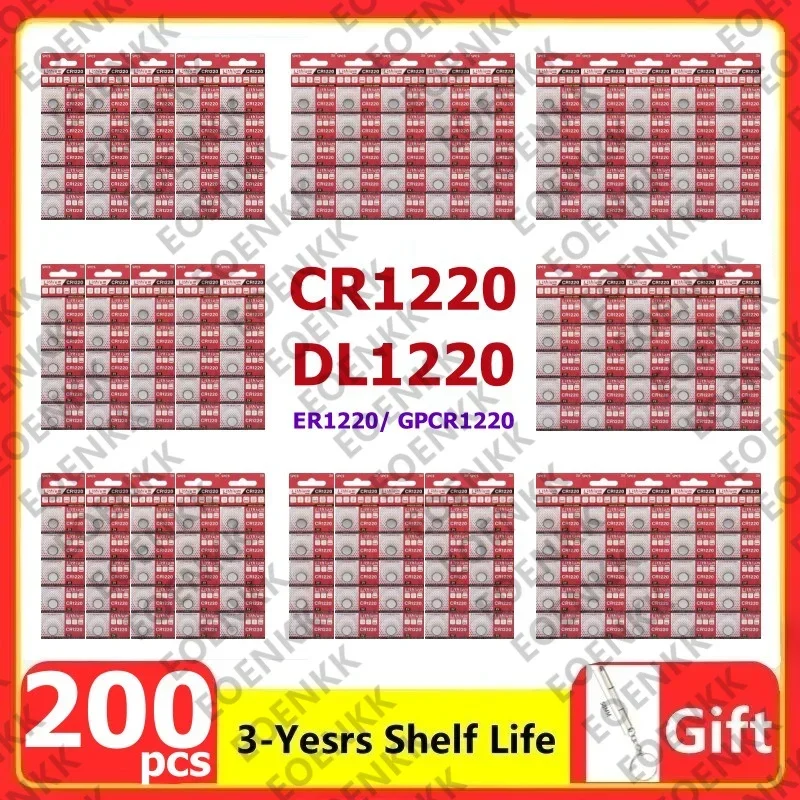 200PCS CR1220 Button Cell Batteries CR 1220 3V Lithium Coin Battery BR1220 DL1220 ECR1220 for Watch Electronic Toy Calculators