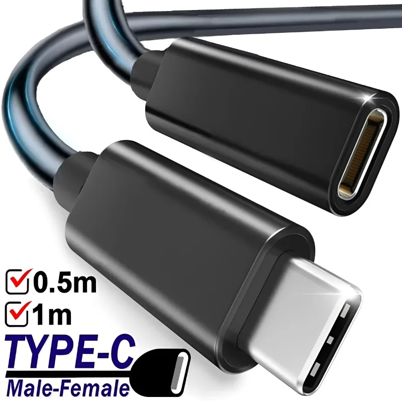 USB C To Type C Extension Cable USB Type-C Male To Female Fast Charger OTG Adapter Data Wire Extender Cord for Laptop Tablet