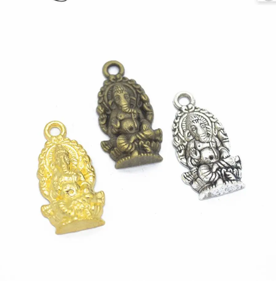 40pcs Indian Animal Buddhist Hinduism Vintage Meditation Elephant Ganesha Pendant Amulet Lucky Gift Tribal Jewelry 47*14mm F0331