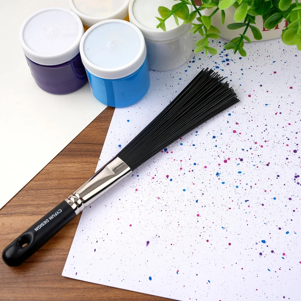Flat/Round Splatter Brush Abstract Art Brush for Adding Speckles Splatters Spots For DIY Scrapbooking Crafts Projects Easily