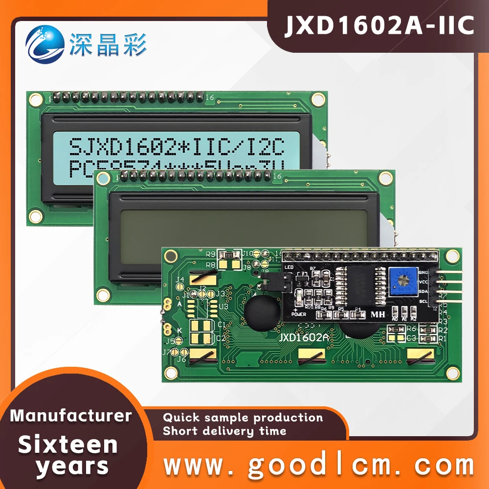 High cost-effective LCD dot matrix screen JXD1602A-IIC iic/i2c interface FSTN White Positive 1602 character LCM display module