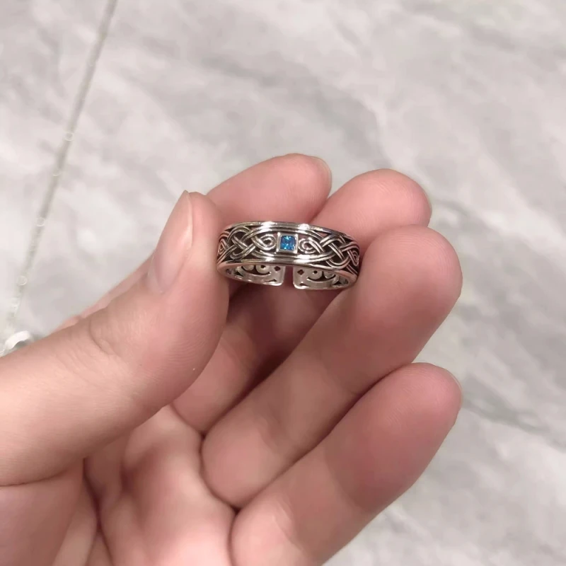 Buyee 925 Sterling Silver Female Ring Elegant Carved Patterns Open Ring Finger for Women Fashion Party Fine Jewelry Circle Gift