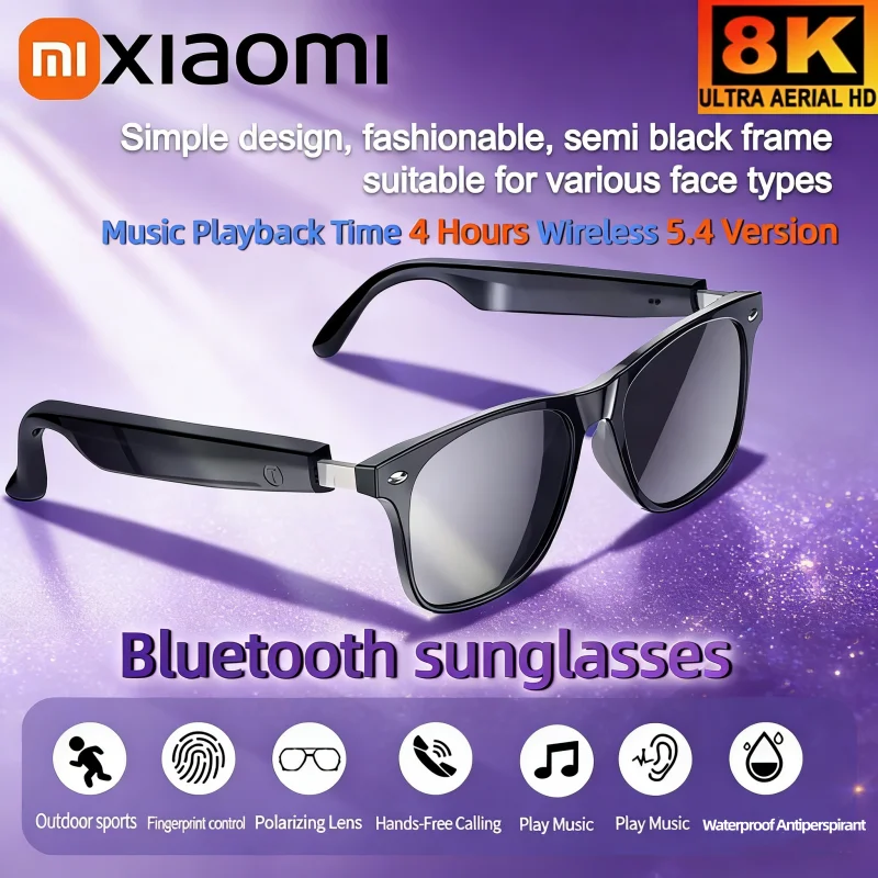 

Xiaomi 8KHD AI Smart Glasses Multifunctional Camera Bluetooth Call Voice Assistant Music Player Translate Photochromic Glasses