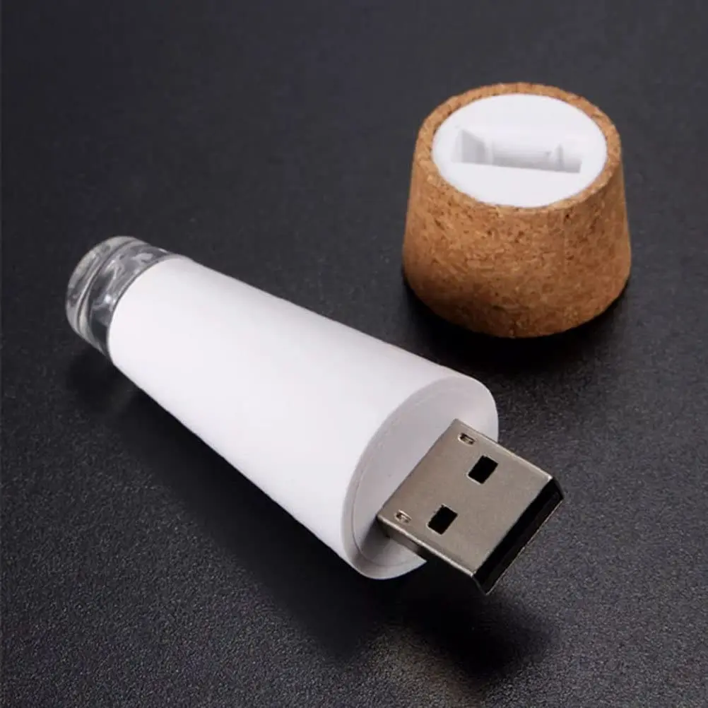 Luci per bottiglie ricaricabili tramite USB Mini luci artigianali a forma di sughero alimentate a luce di sughero Bottiglie di vino Decorazioni per feste Lampada da sposa di Natale