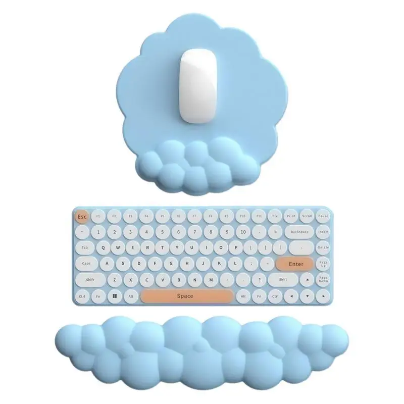 مسند المعصم للوحة المفاتيح السحابية من مادة البولي يوريثان عالية الكثافة من إسفنج الذاكرة اللطيفة مع قاعدة مضادة للانزلاق للمكتب المنزلي