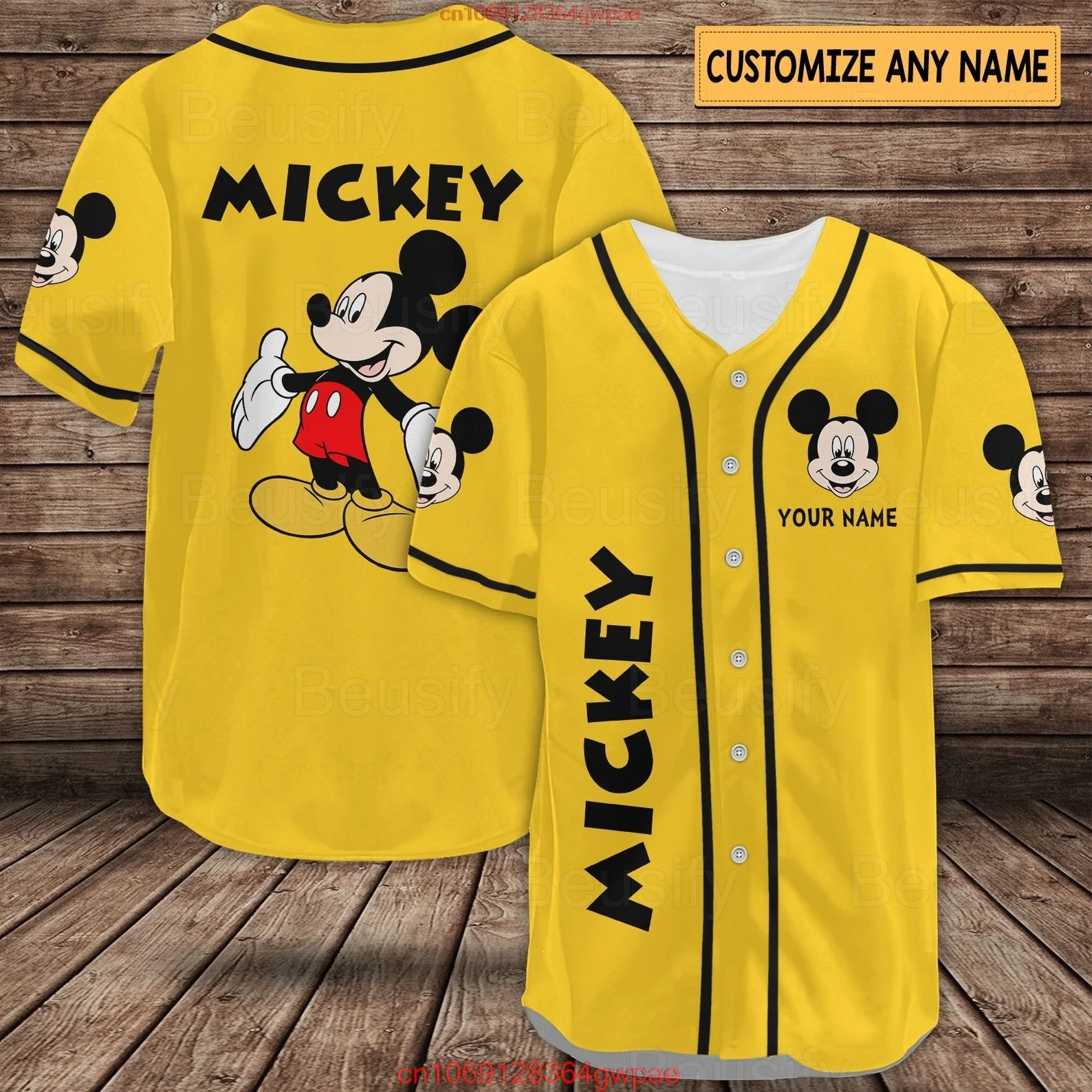Disney Baseball Jersey Custom Name Women\'s Mickey Baseball Jersey Fashionable Disney Short Sleeve Hawaiian Shirt Track Top
