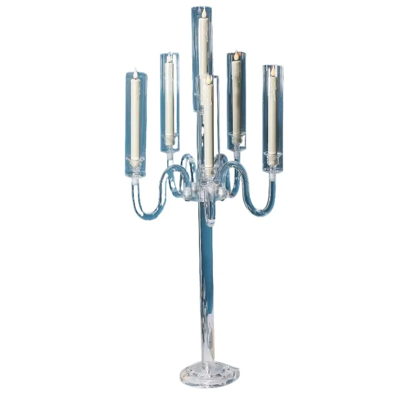 

Candelabra 6 Arm Candle Holder Taper Candles Candlestick for Wedding Party Event Reception Decoration