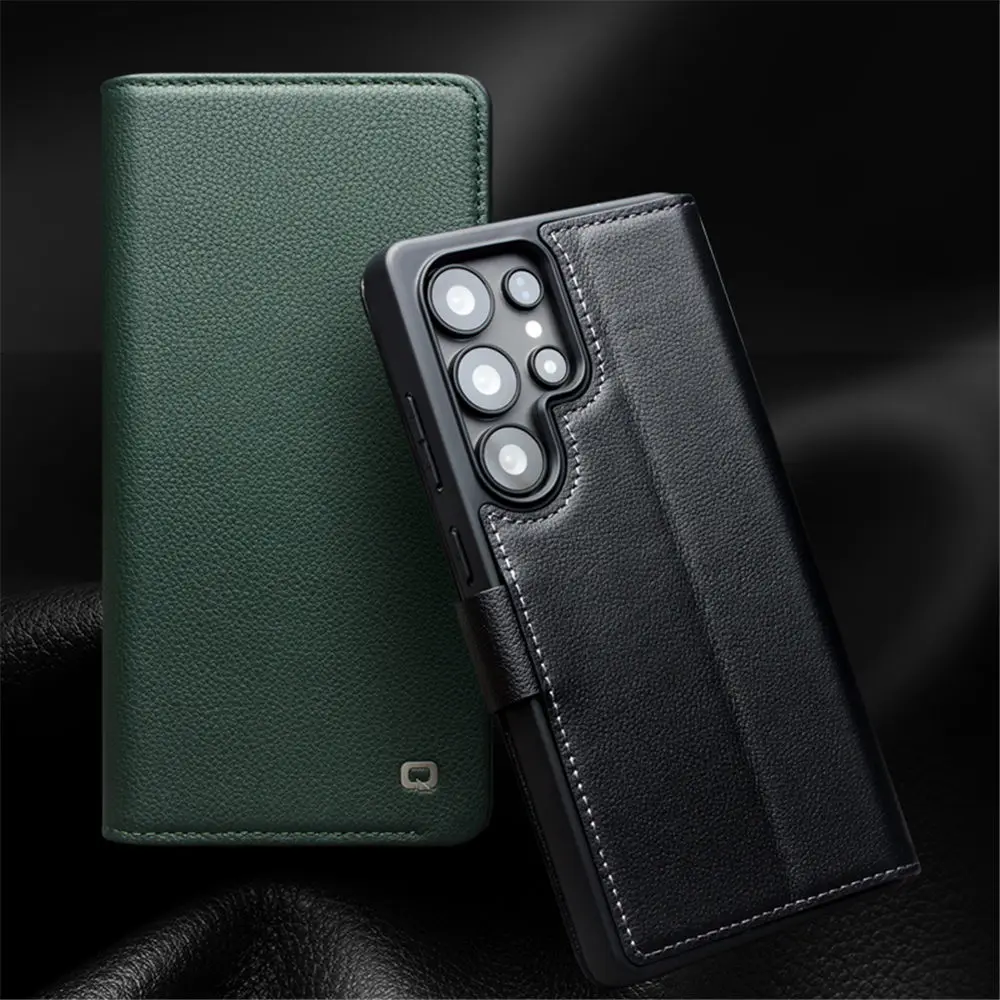 

Чехол-книжка из натуральной яловой кожи с магнитной откидной крышкой для Samsung Galaxy 25 Ultra, чехол с карманом для карт