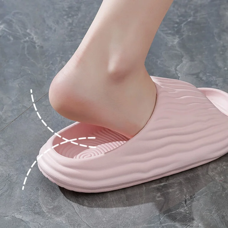 Soft Thick Bottom Indoor Slippers Women Summer 2026 Stripe Protrusion Non Slip Home Slippers Plus Size Couple's Bedroom Slides image 5
