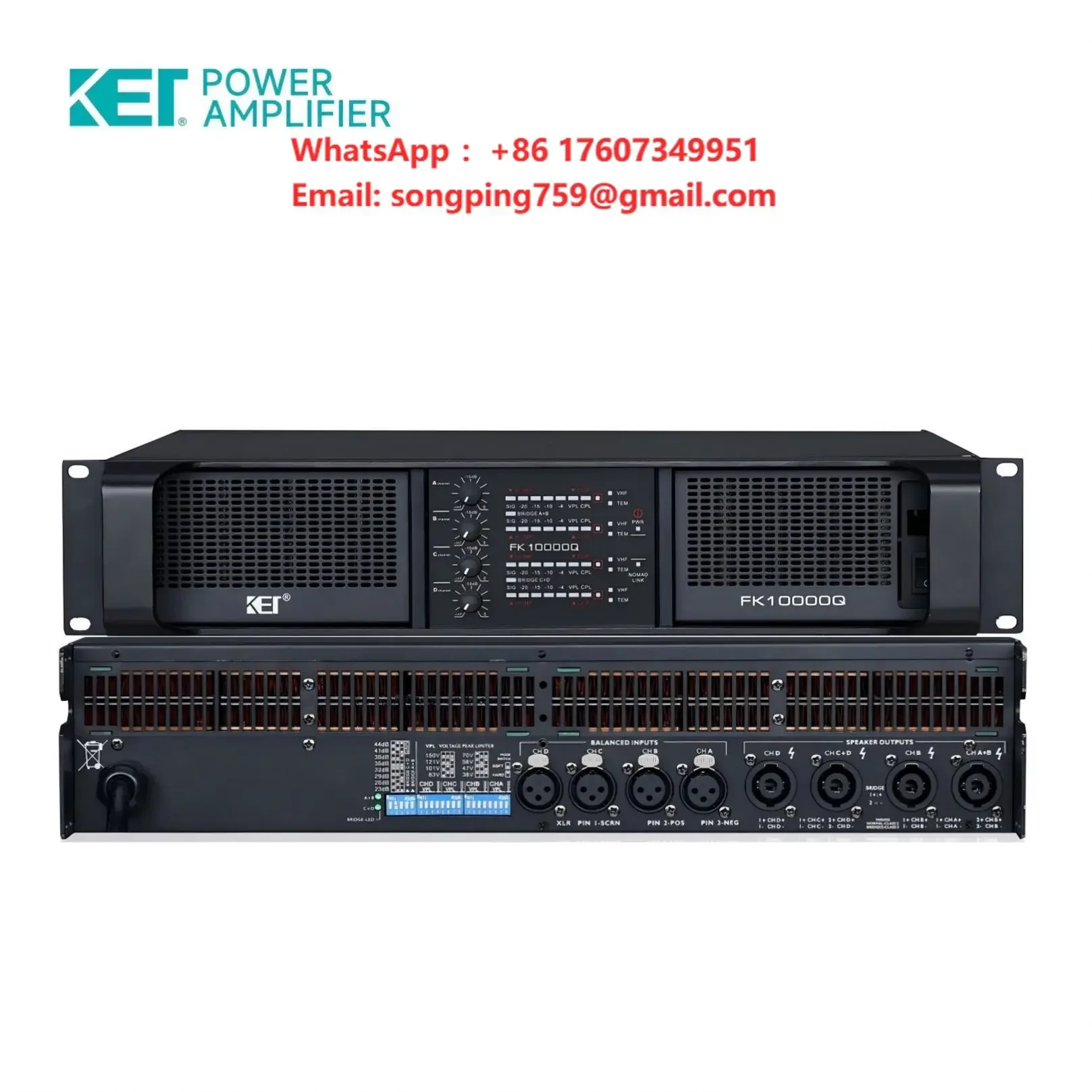 Stable TD Class Digital Power Amplifier, Easily Driving a Pair of 15-inch Subwoofers with a Large Power of 4*1350W