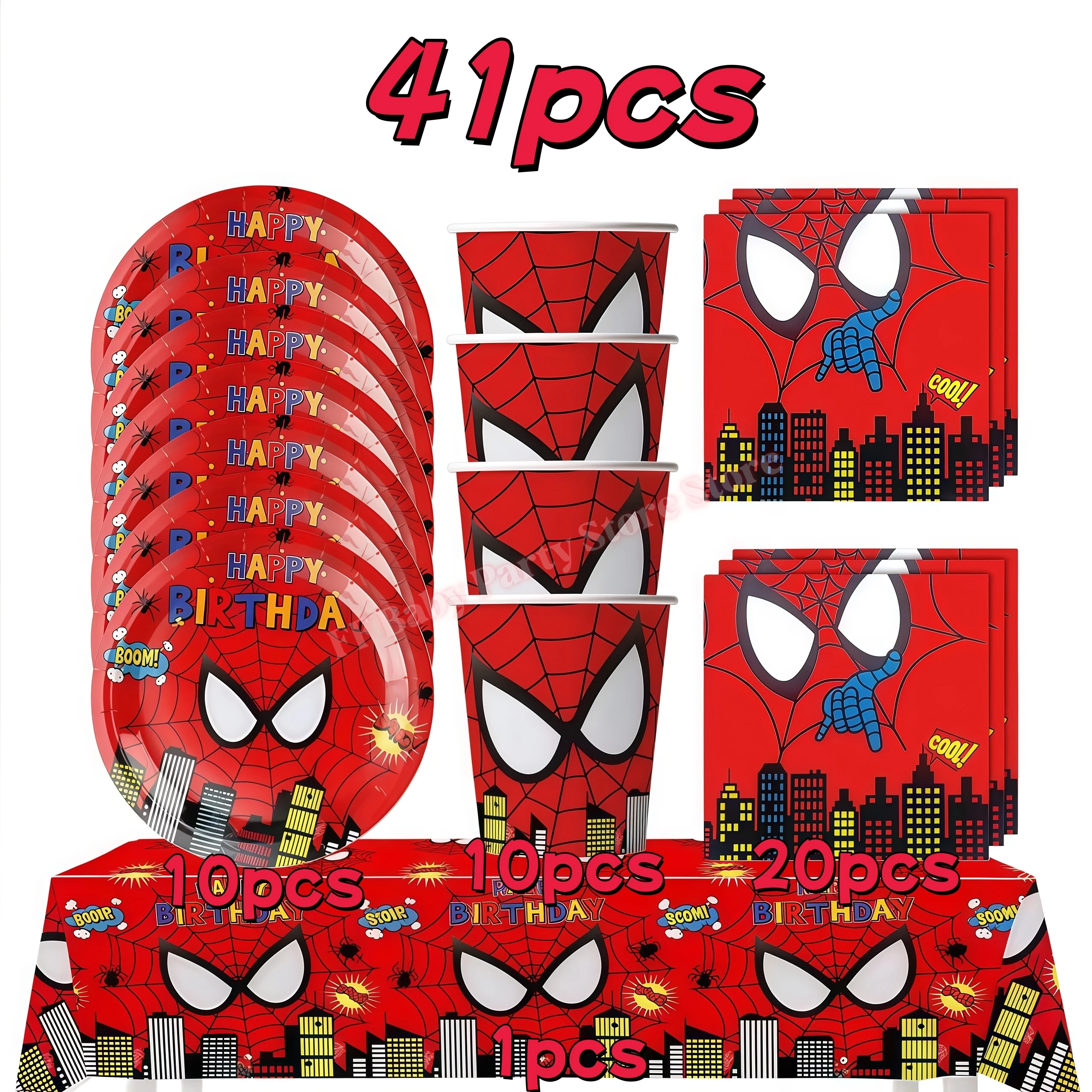Spider Verjaardagsfeestje Decoratie Blauw Rood Spider Servies Bord Cup Banner Tafelkleed voor Babyshower Benodigdheden Feestartikelen Cadeau