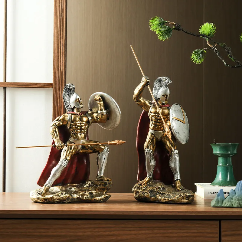 Ancient Rome Ornament Retro Spartan Character Model Resin Craft Figurines Home Decor Spartan Warrior Statue Figure Decorate Gift