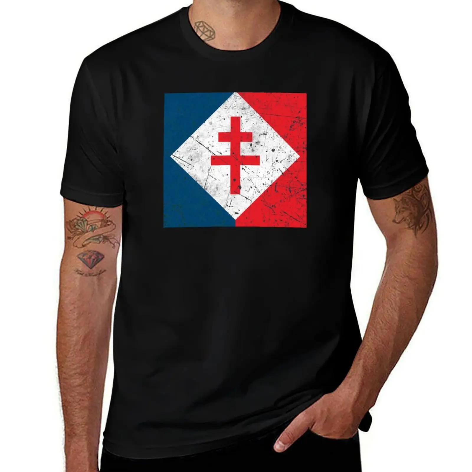 Lorraine Cross Vintage Flag T-Shirt rapper graphic tees vintage anime shirt graphic tee shirt mens t shirts top quality