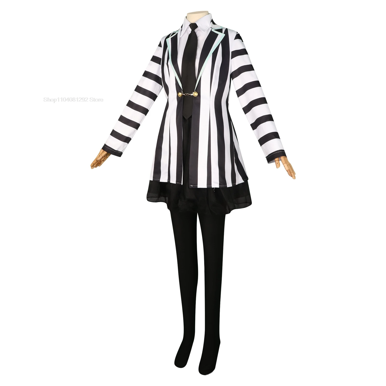 Anime Cosplay Beetle Juicee Women Men Black and White Striped Suit Scary Halloween Costumes Earrings for Cosplay Party