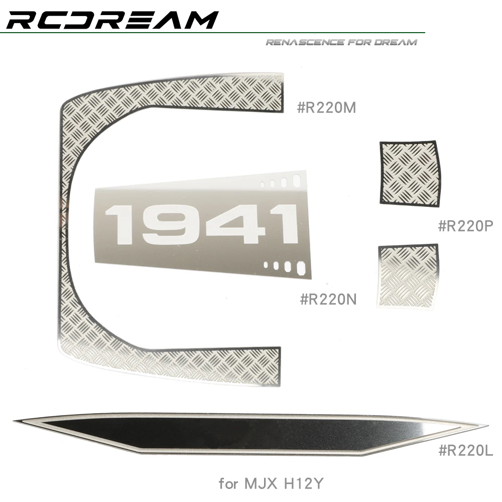 RCDream 1/12 Protective Decorative Sheets Antiskid Chequered Plates 1941 Badge For MJX H12Y Bonnet Upgarde Option Parts #R220M