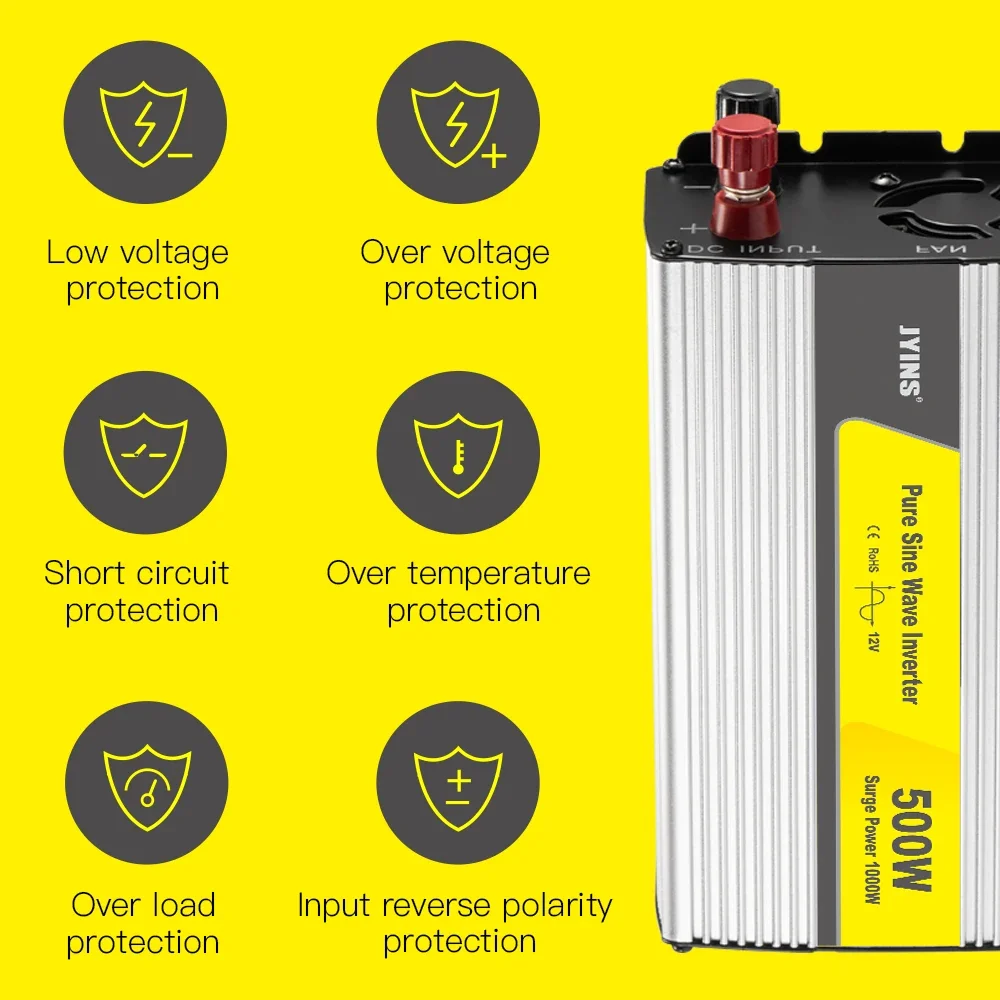 Pure Sine Wave 24V DC to 220V AC 500 Watt Inverter for Home & Home Appliance Applications