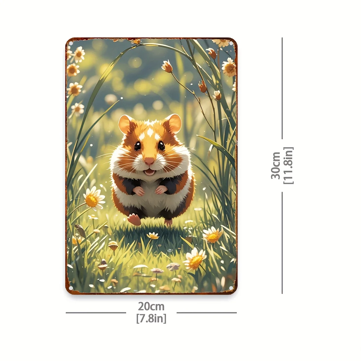 1pc Charming Retro Jumping Hamster Metal Tin Sign - Waterproof & Pre-Drilled, 8x12 Inches - Ideal for Home, Coffee Shop, Dessert