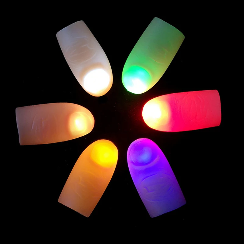 Criativo Thumb Light LED Light Up Brinquedos, Magical Trick Props, Dedos engraçados piscando, Fantástico, Brinquedos brilhantes, Presentes para crianças, 2 pcs, par