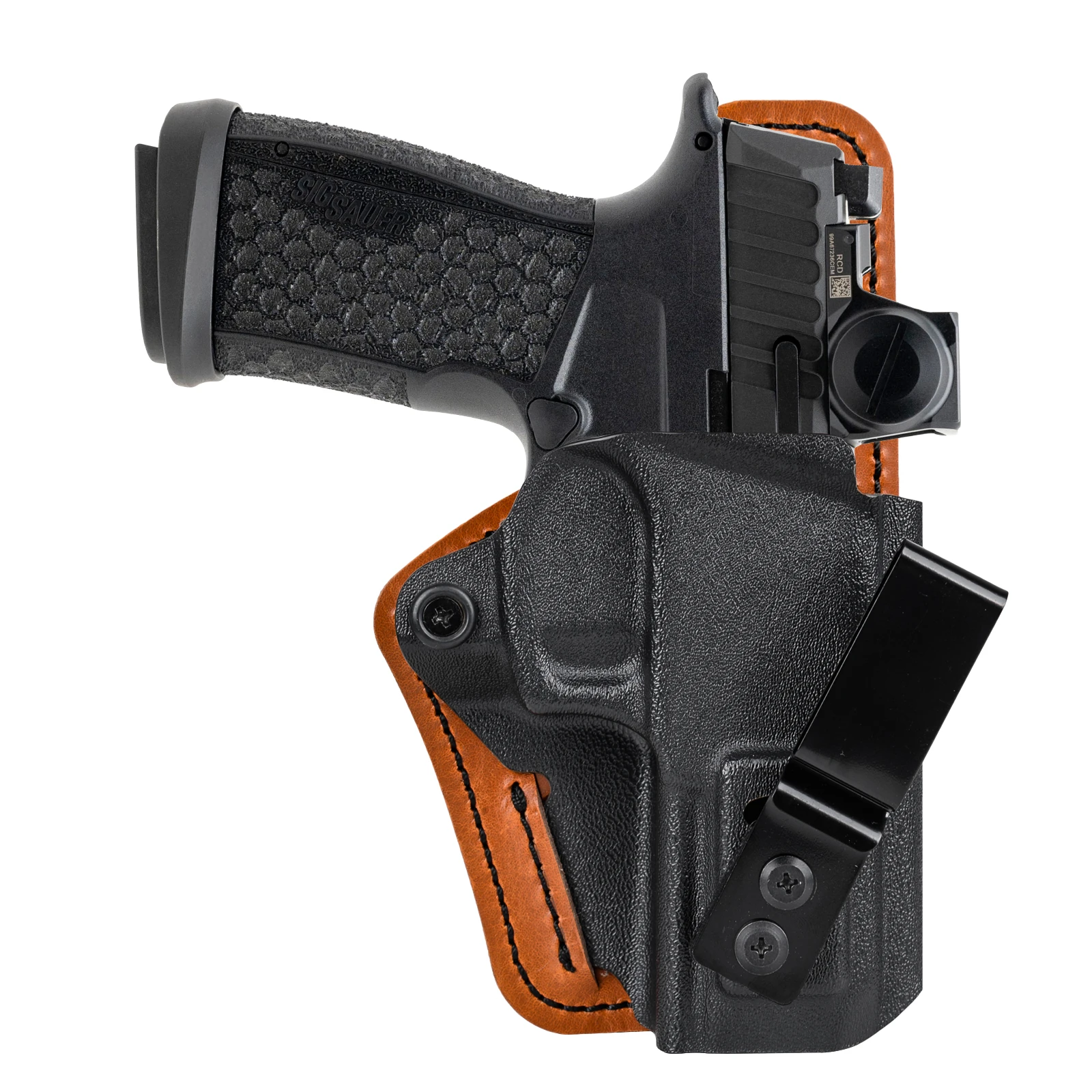 p365-fuse用コンフォートパッド付きiwbカイデックスレザーハイブリッドホルスター（シグザウアーp365-fuseレッドドットオプティクス用、内側隠蔽携帯用）