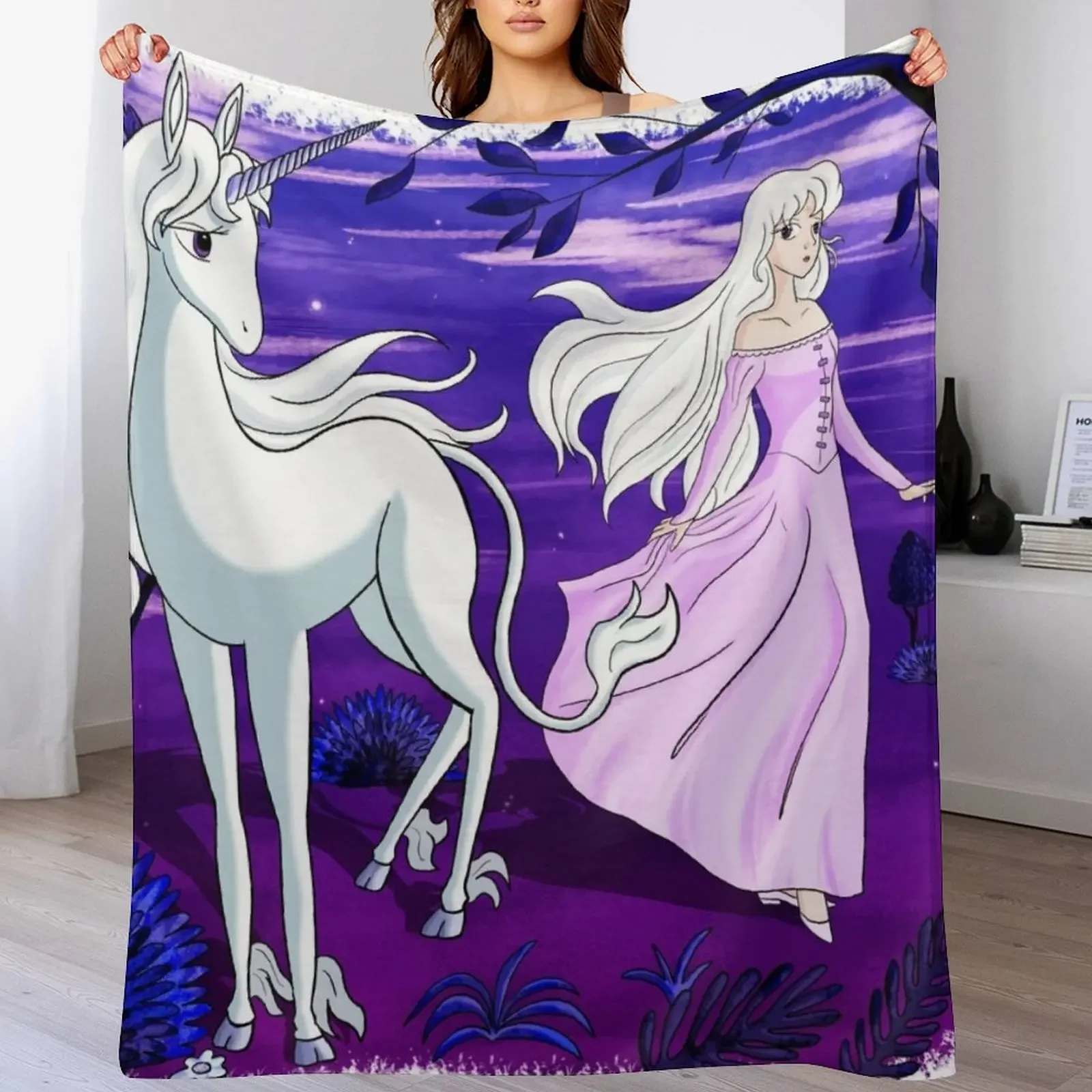 The Last Unicorn Lady Amalthea Throw Blanket Decorative Beds Bed linens Flannels For Sofa Thin Blankets