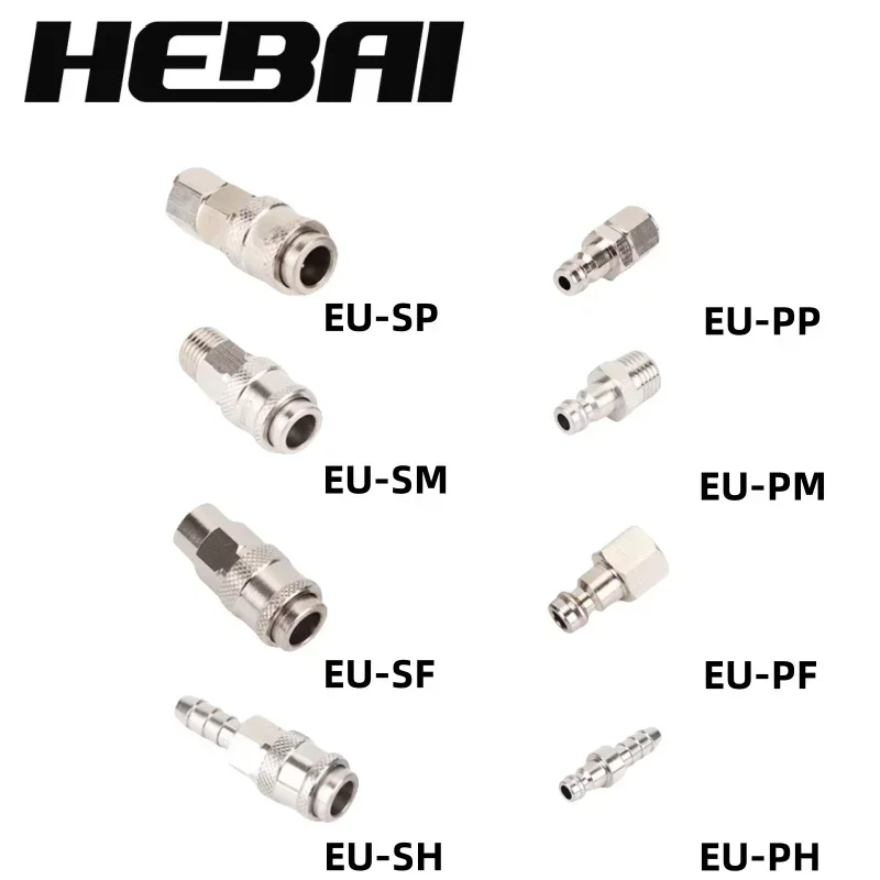 HEBAI EU Fitting Europäischer Standard EU Euro Typ Schnellkupplung Anschlusskupplung für Luftkompressor 1/4 3/8 1/2 Außengewinde