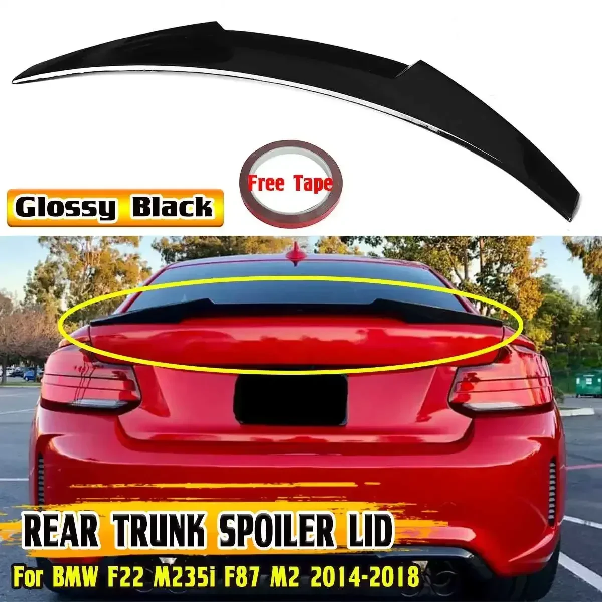 High Quality M235i Car Rear Trunk Boot Lip Spoiler Wing Lip For BMW F22 M235i F87 M2 2014-2018 Rear Roof Lip Spoiler Body Kit