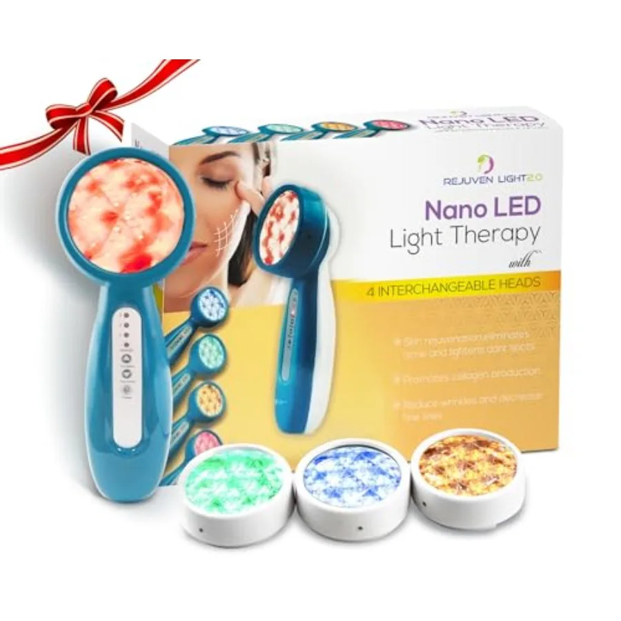 

Handheld LED Light Therapy Facial Massager for Face and Hands with Anti-Aging Wrinkle Reduction 4-in-1 Red and Near-Infrared Li