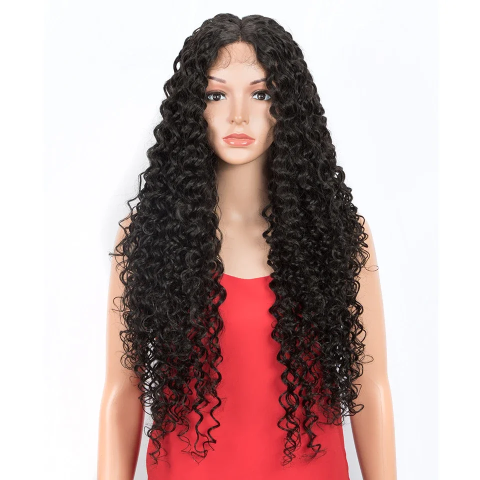 

26 дюймов 180 Плотность волос Натуральный Черный Кудрявый Мягкий Длинный Парик Фронта Шнурка Для Чернокожих Женщин С Волосами Младенца Предварительно Сорванные