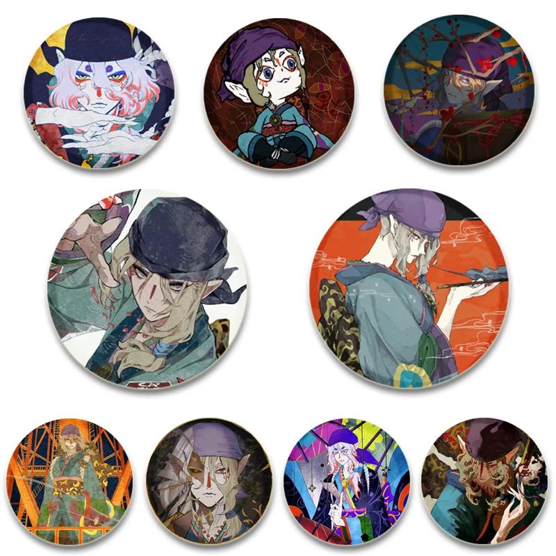 Anime Mononoke Round Soft Button Pins Cute Interesting Creative Character Brooch for Backpack Clothes Decoration Fashion Gifts