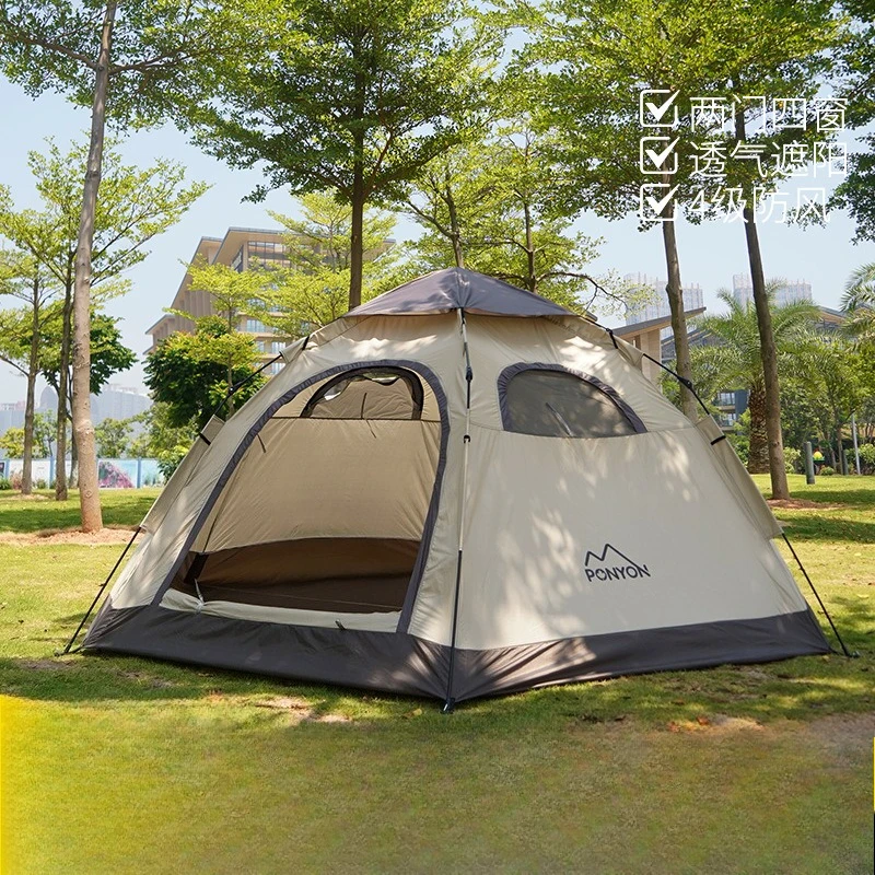 

Thickened automatic tent outdoor camping hexagonal outdoor 5 people barbecue picnic sun protection rain protection folding
