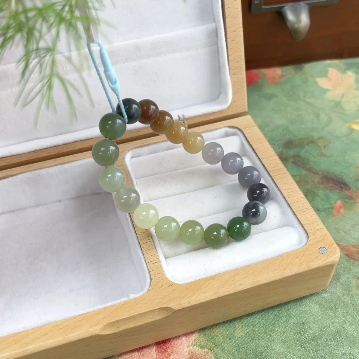 Natural Hetian jade 10mm Duobao bracelet women's clear water smoke purple sugar jade gradual change bracelet national style jade