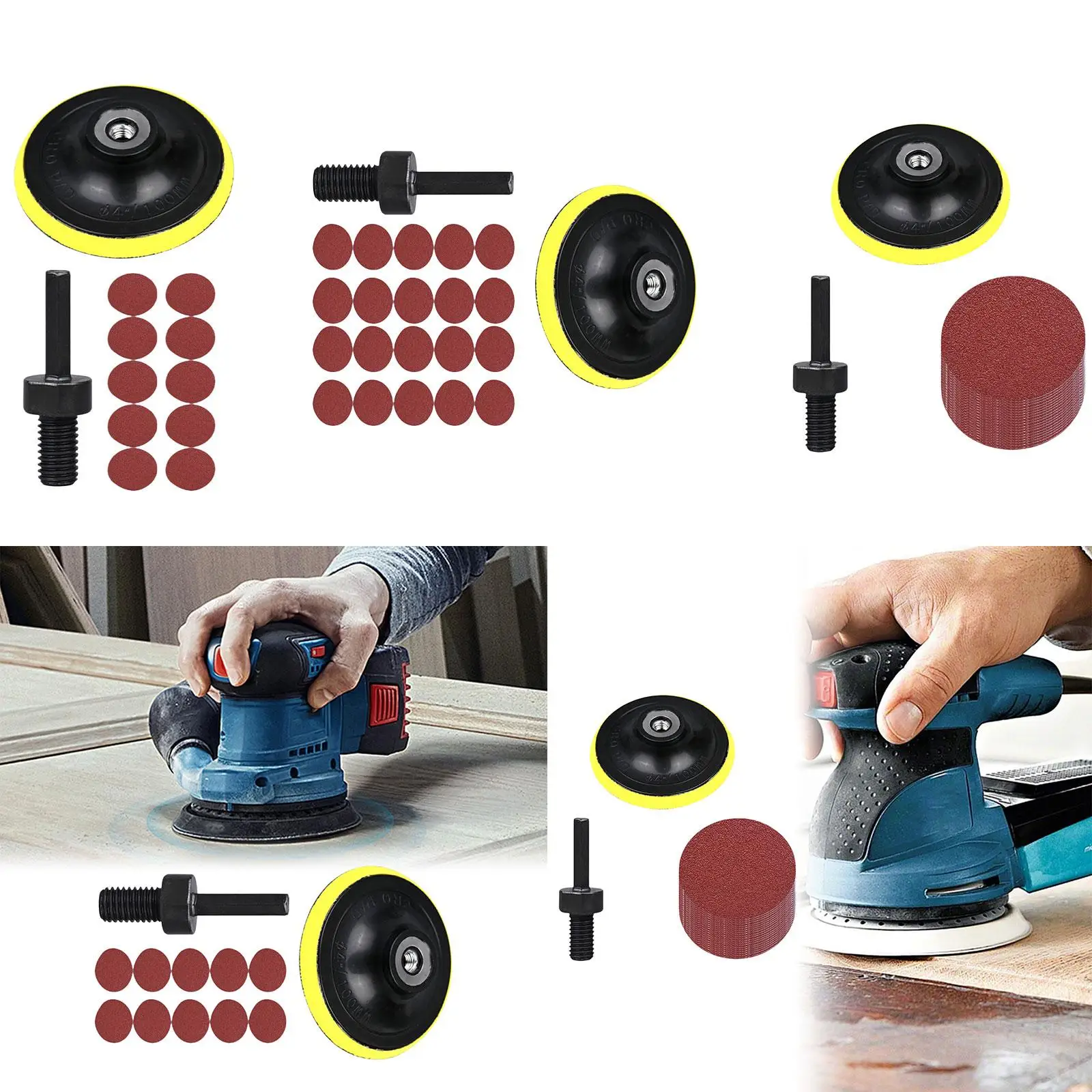 100mm Quick Change Disc Pad Holder with 10mm Shank Grinder Accessories with Sandpapers for Surface Preparation Polishing