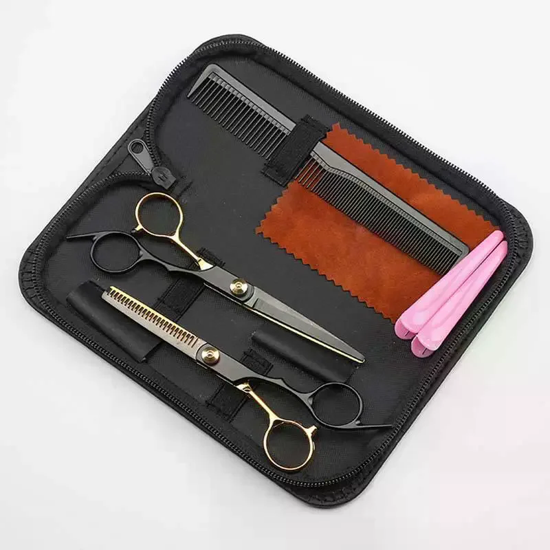 Professional Stainless Hairdressing Scissors Set Flat Teeth Thinning Cutting Curved Shears Hair Cutting Scissors