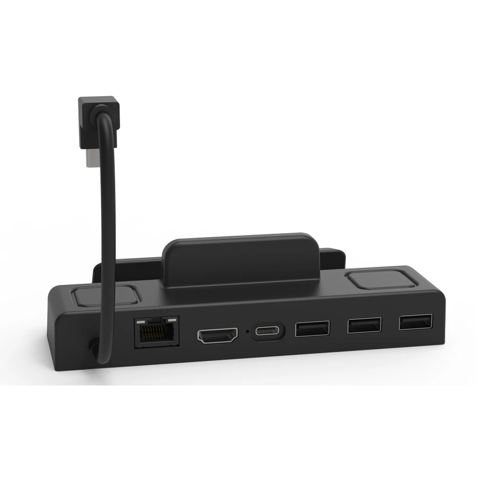 6 In 1 4K Dock Station RJ45 LAN Port Type-C ricarica rapida per Steam Deck/Nintend Switch/OLED/ROG ALLY Console di gioco nero