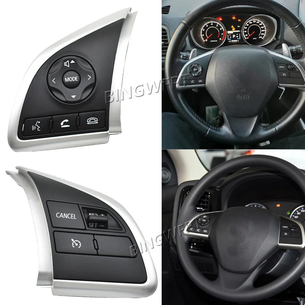 For Mitsubishi Eclipse Cross 2016-2018 For outlander 3 2013-2019 Silvery Multifunctional Steering Wheel Cruise Control Button