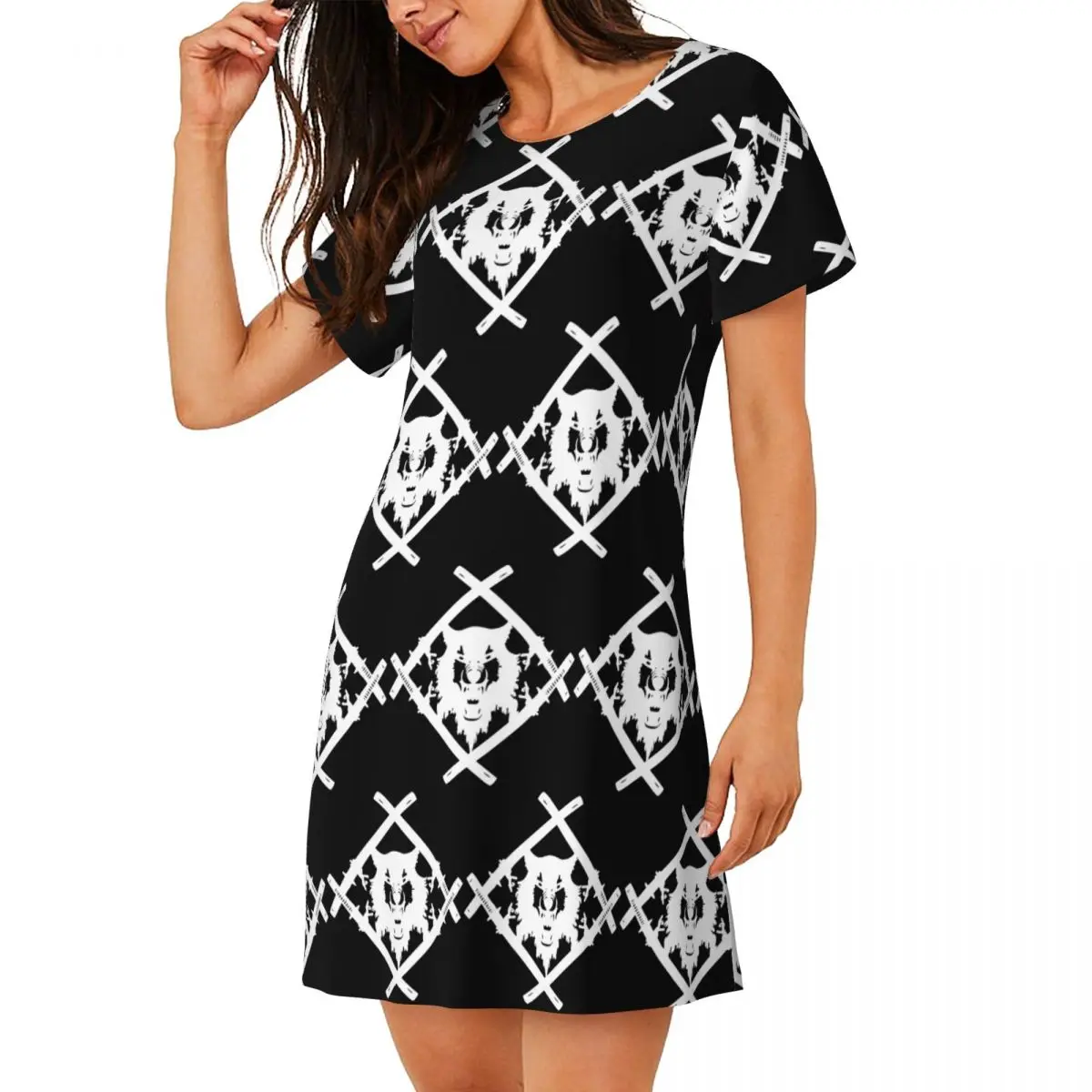 Xavier Wulf Merch Xavier Wulf Logo Short Sleeves Nightdress For Sleeping Women Short Sleeve Nightgowns Soft Pajama Dress