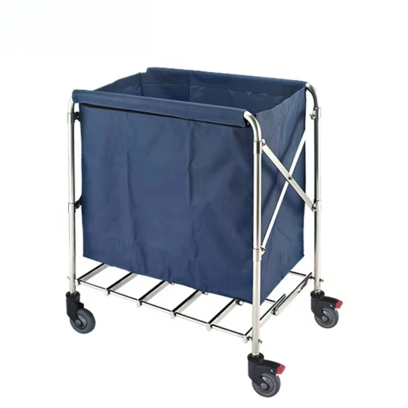 GNF Heavy Duty Foldable Laundry Sorter Cart Linen Trolley Cart Commercial Folding Laundry Cart