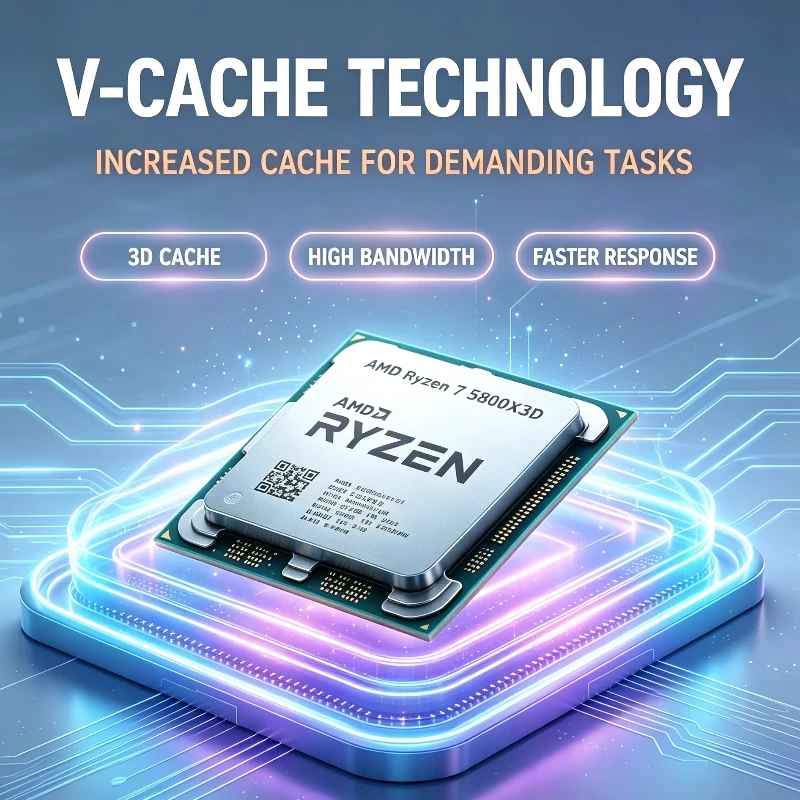5800X3D High Performance Gaming CPU AM4 Interface Ryzen 5000 Series 8C16T DDR4 96MB Cache Without Cooler