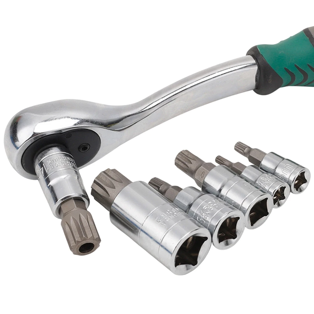 

10-Piece Star Socket Set for CR-V Built from Chrome Vanadium Steel with Three Drive Options for Mechanical Applications