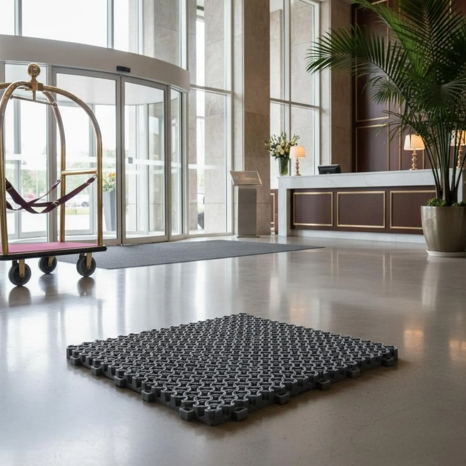 

Sectional Floor Mat Waterproof Business Door Mat Connecting PVC Tiles Dirt Trapping Sturdy Duty Entrance Rug Multipurpose