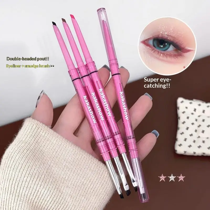 Double-headed Eyeliner Pencil Fit for Hooded Eyes Smooth Waterproof Mocha Brown Soft Liner for All Occasions