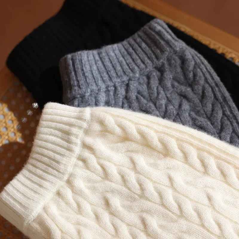 Tcyeek Women 100% Wool Cable Knitted Short Pants Autumn Winter Thick Soft Warm Wool Knitwear Pants High Quality
