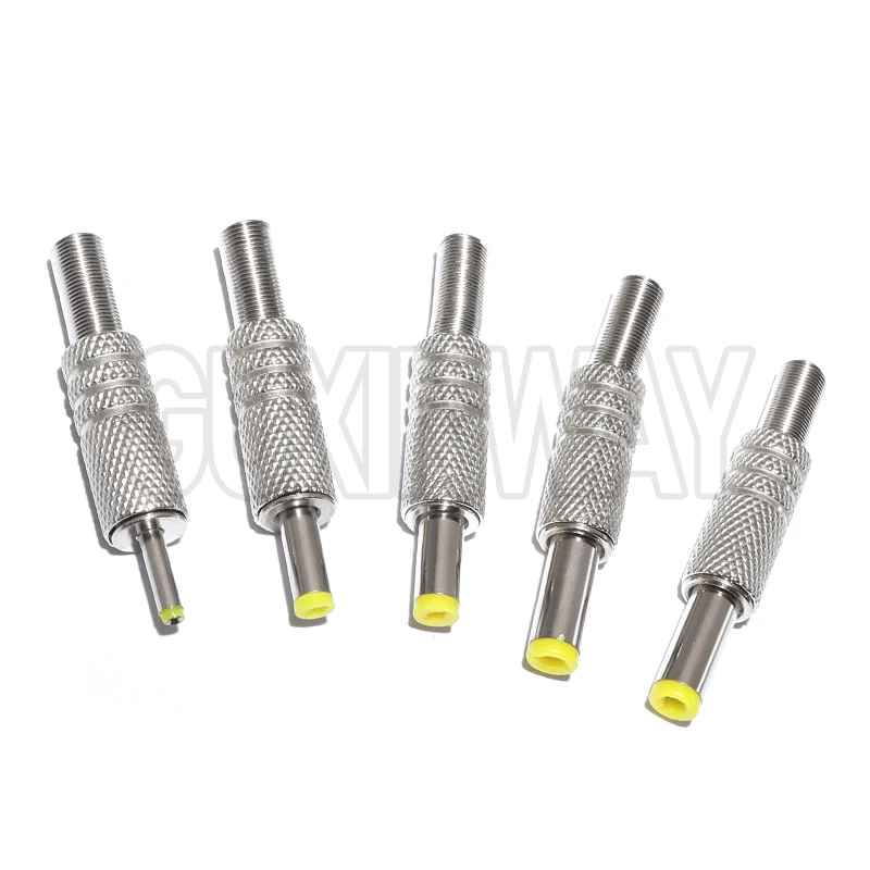 5PCS 5.5X2.5MM 5.5X2.1mm 4.8X1.7mm DC Power Jack Male Plug Metal Connector Adapter With Yellow Head 4.0*1.7mm 2.5*0.7mm