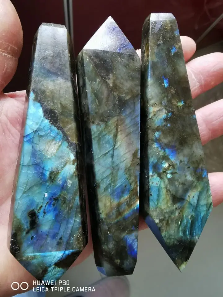 

4"-4.42" Natural Crystal Labradorite Healing Quartz Stone Crystal Point Wand Gift for Men VIP -1pcs